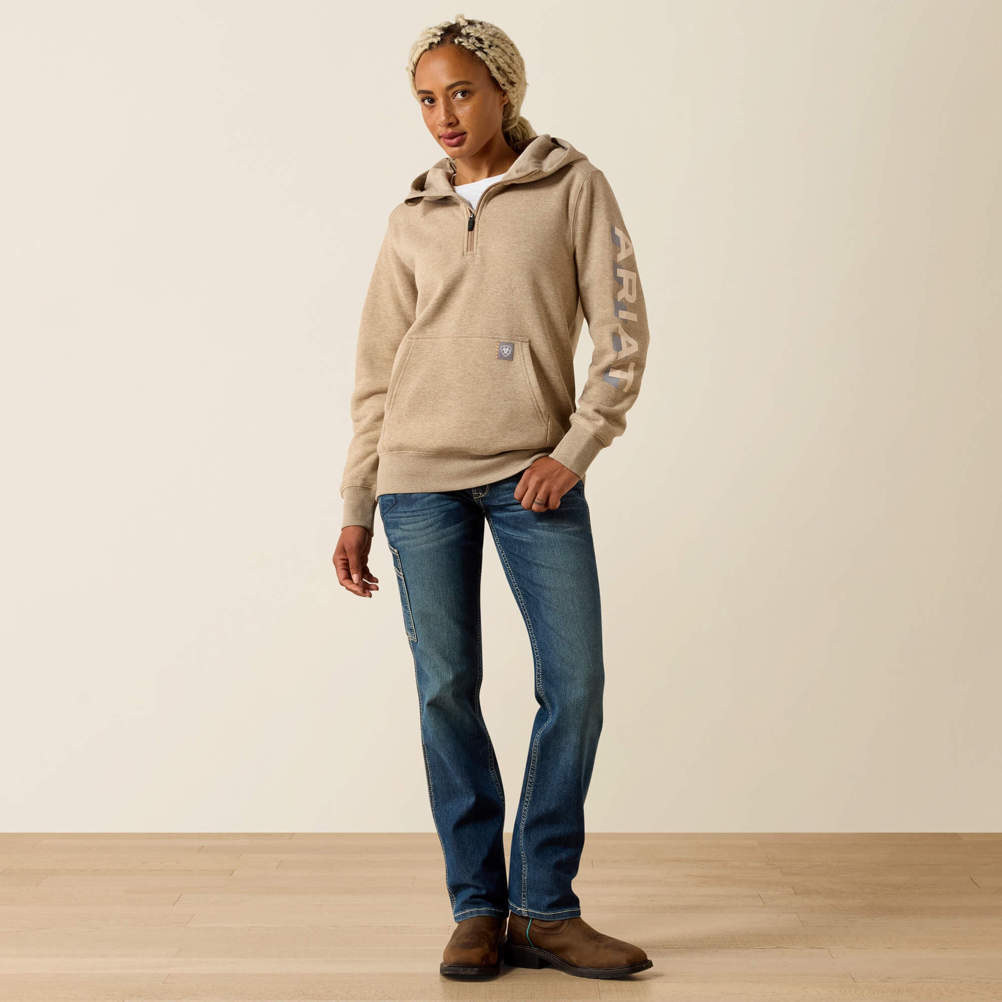 Rebar Lightweight Logo 1/2 Zip Hoodie