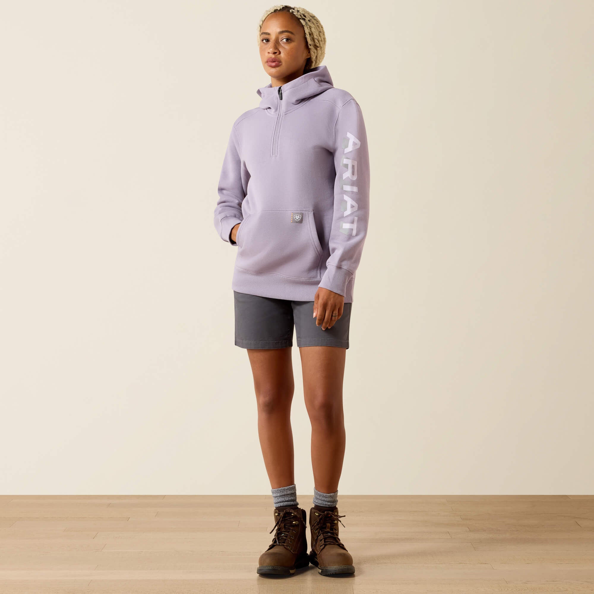 Rebar Lightweight Logo 1/2 Zip Hoodie
